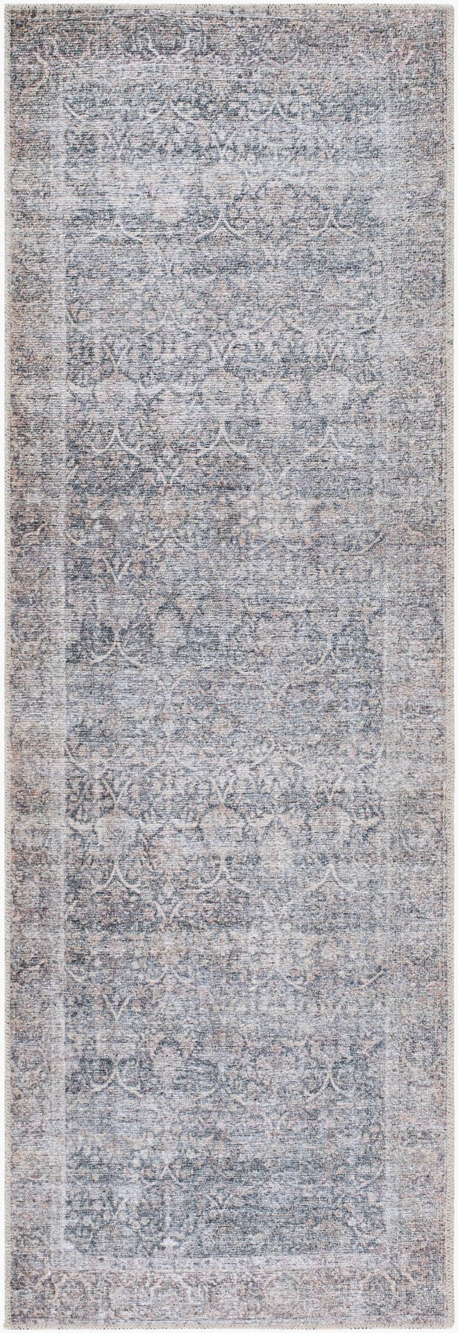 Livabliss Lorelai Distressed Medallion Polyester Rug Low Pile Entryway Accent Woven in Turkey Black, Dark Bro 2'7" x 7'10" VVLO2303-27710
