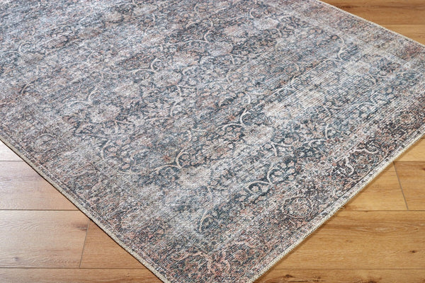 Livabliss Lorelai Distressed Medallion Polyester Rug Low Pile Entryway Accent Woven in Turkey Black, Dark Bro 2' x 2'11" VVLO2303-2211