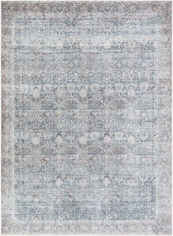 Livabliss Lorelai Distressed Medallion Polyester Rug Low Pile Entryway Accent Woven in Turkey Black, Dark Bro 8'10" x 12' VVLO2303-81012
