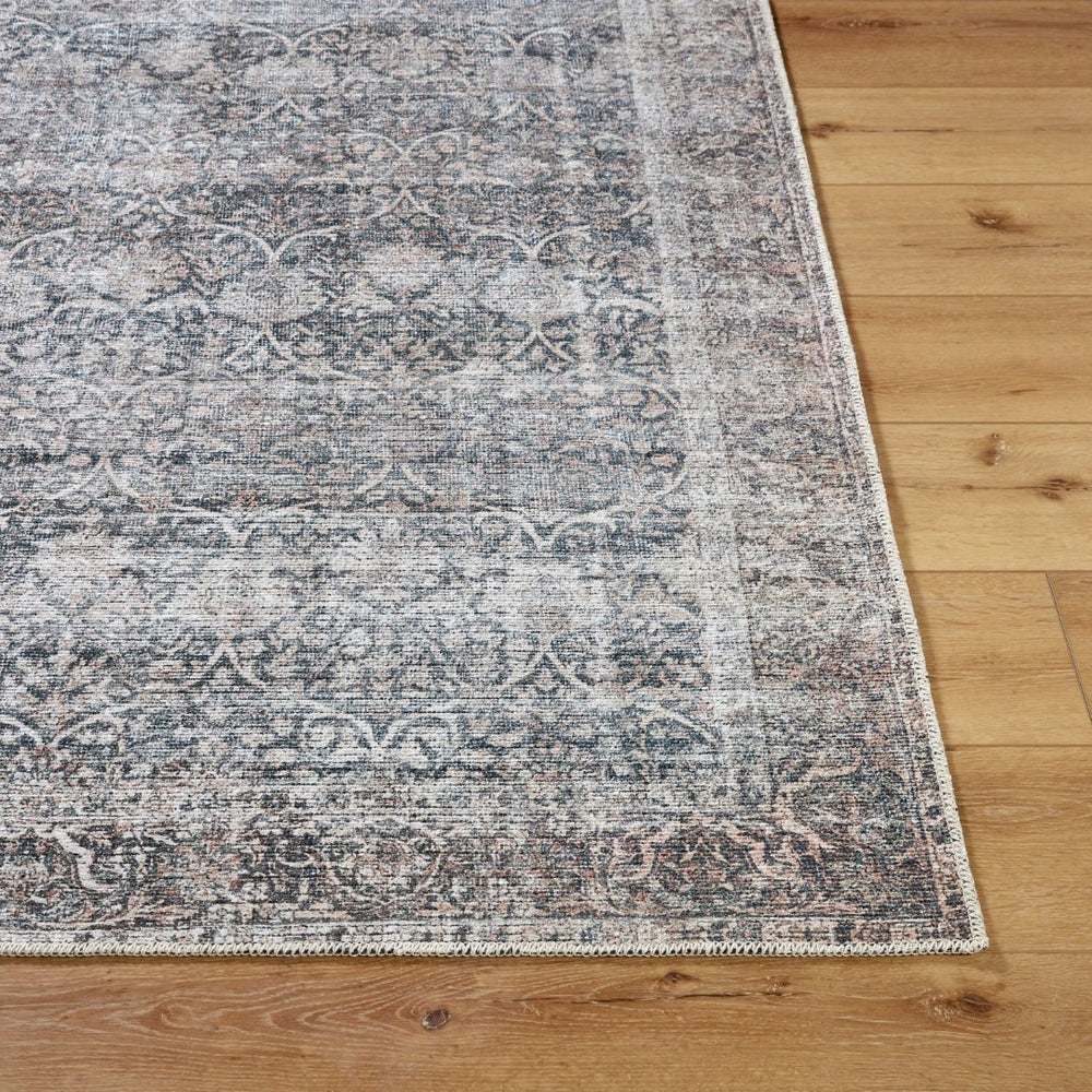 Livabliss Lorelai Distressed Medallion Polyester Rug Low Pile Entryway Accent Woven in Turkey Black, Dark Bro 2'7" x 7'10" VVLO2303-27710