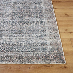 Livabliss Lorelai Distressed Medallion Polyester Rug Low Pile Entryway Accent Woven in Turkey Black, Dark Bro 2' x 2'11" VVLO2303-2211