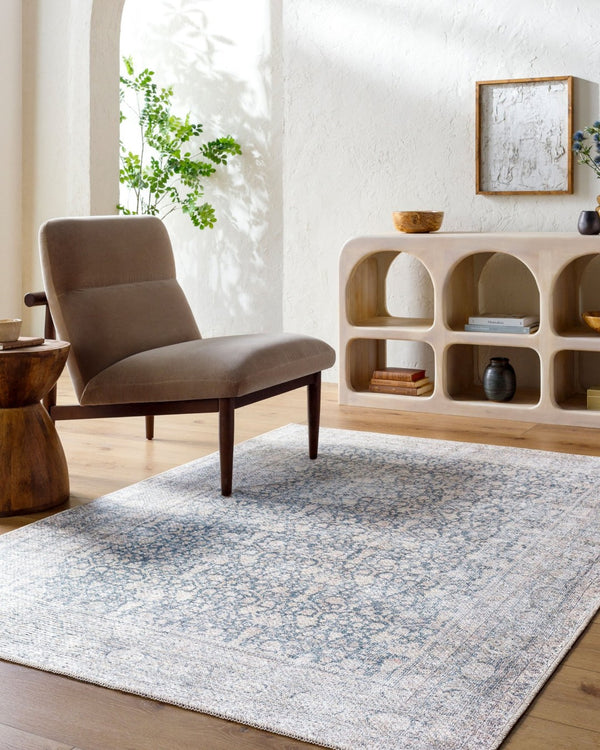 Livabliss Lorelai Distressed Oriental Area Rug Machine Woven Polyester Vintage Style Accent Light Beige, Pe 5'3" x 7' VVLO2304-537
