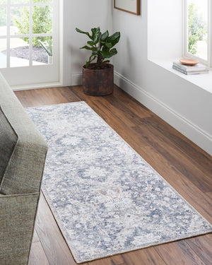 Livabliss Lorelai Distressed Leaf Pattern Polyester Accent Rug for Entryway or Bedside Decor Black, Dark Bro 6'7" x 9' VVLO2305-679