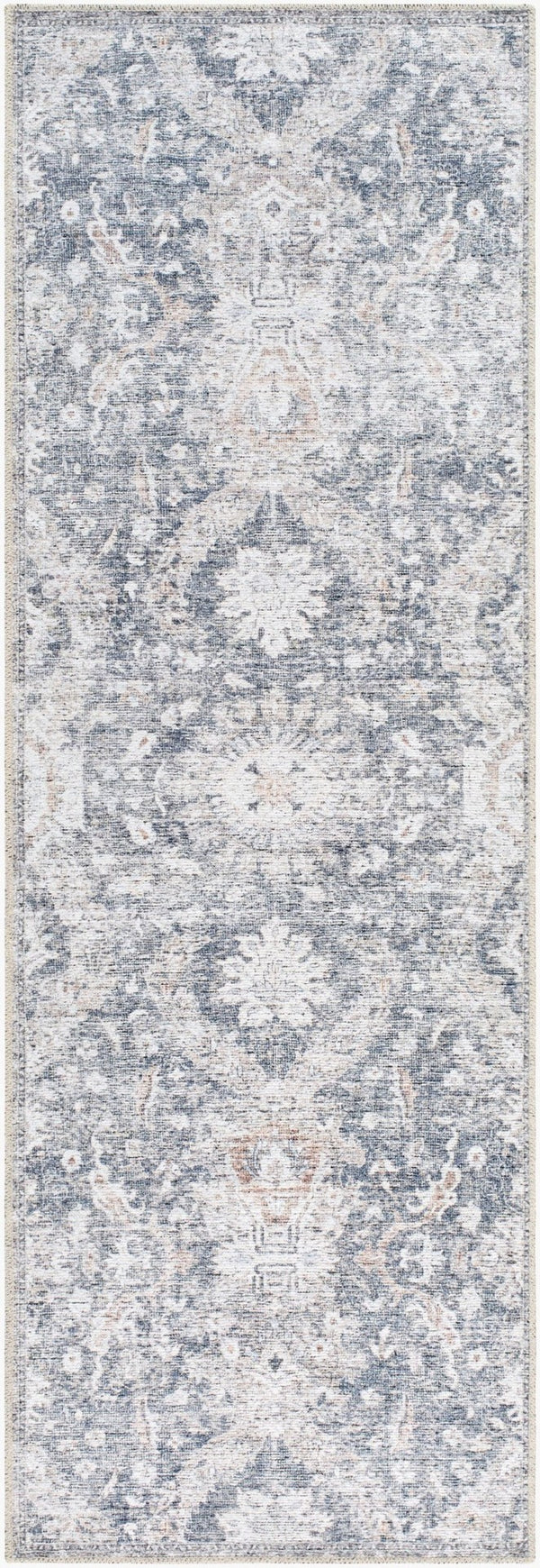 Livabliss Lorelai Distressed Leaf Pattern Polyester Accent Rug for Entryway or Bedside Decor Black, Dark Bro 2'7" x 7'10" VVLO2305-27710