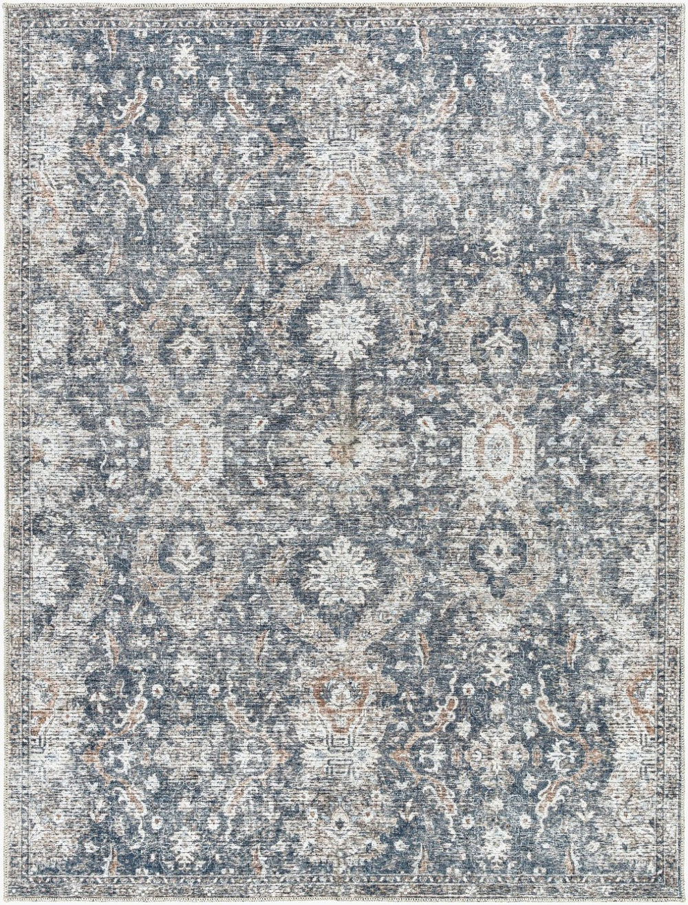 Livabliss Lorelai Distressed Leaf Pattern Polyester Accent Rug for Entryway or Bedside Decor Black, Dark Bro 6'7" x 9' VVLO2305-679