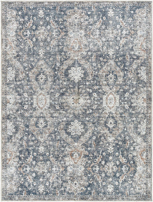 Livabliss Lorelai Distressed Leaf Pattern Polyester Accent Rug for Entryway or Bedside Decor Black, Dark Bro 6'7" x 9' VVLO2305-679