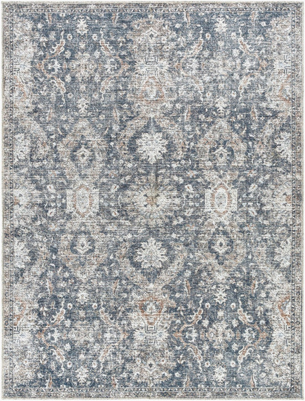 Livabliss Lorelai Distressed Leaf Pattern Polyester Accent Rug for Entryway or Bedside Decor Black, Dark Bro 6'7" x 9' VVLO2305-679