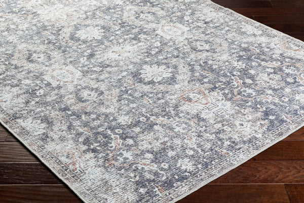 Livabliss Lorelai Distressed Leaf Pattern Polyester Accent Rug for Entryway or Bedside Decor Black, Dark Bro 6'7" x 9' VVLO2305-679
