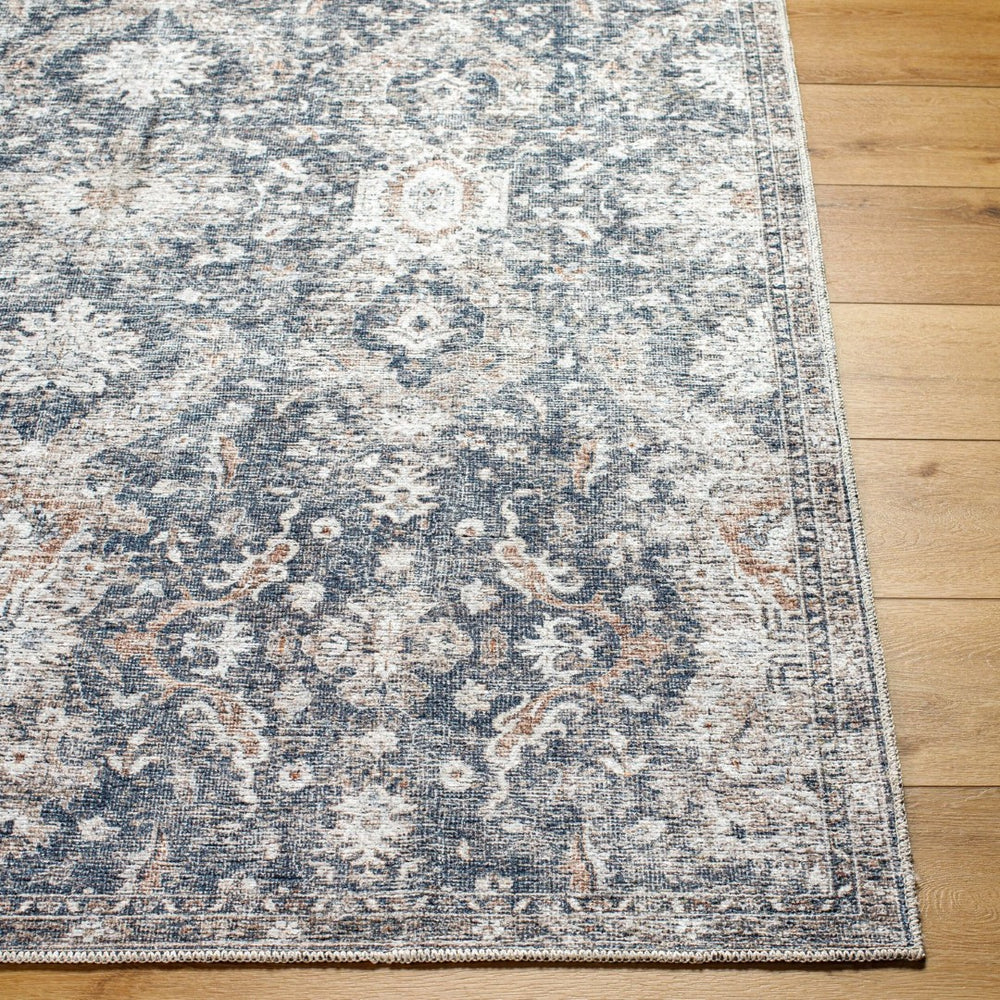 Livabliss Lorelai Distressed Leaf Pattern Polyester Accent Rug for Entryway or Bedside Decor Black, Dark Bro 6'7" x 9' VVLO2305-679