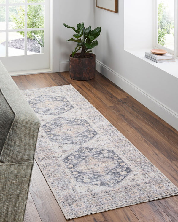 Livabliss Lorelai Medallion Polyester Woven Rug with Traditional Border for Entryway Decor Black, Light Be 2'7" x 7'10" VVLO2306-27710