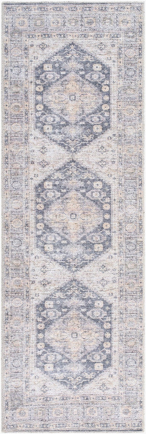 Livabliss Lorelai Medallion Polyester Woven Rug with Traditional Border for Entryway Decor Black, Light Be 2'7" x 7'10" VVLO2306-27710