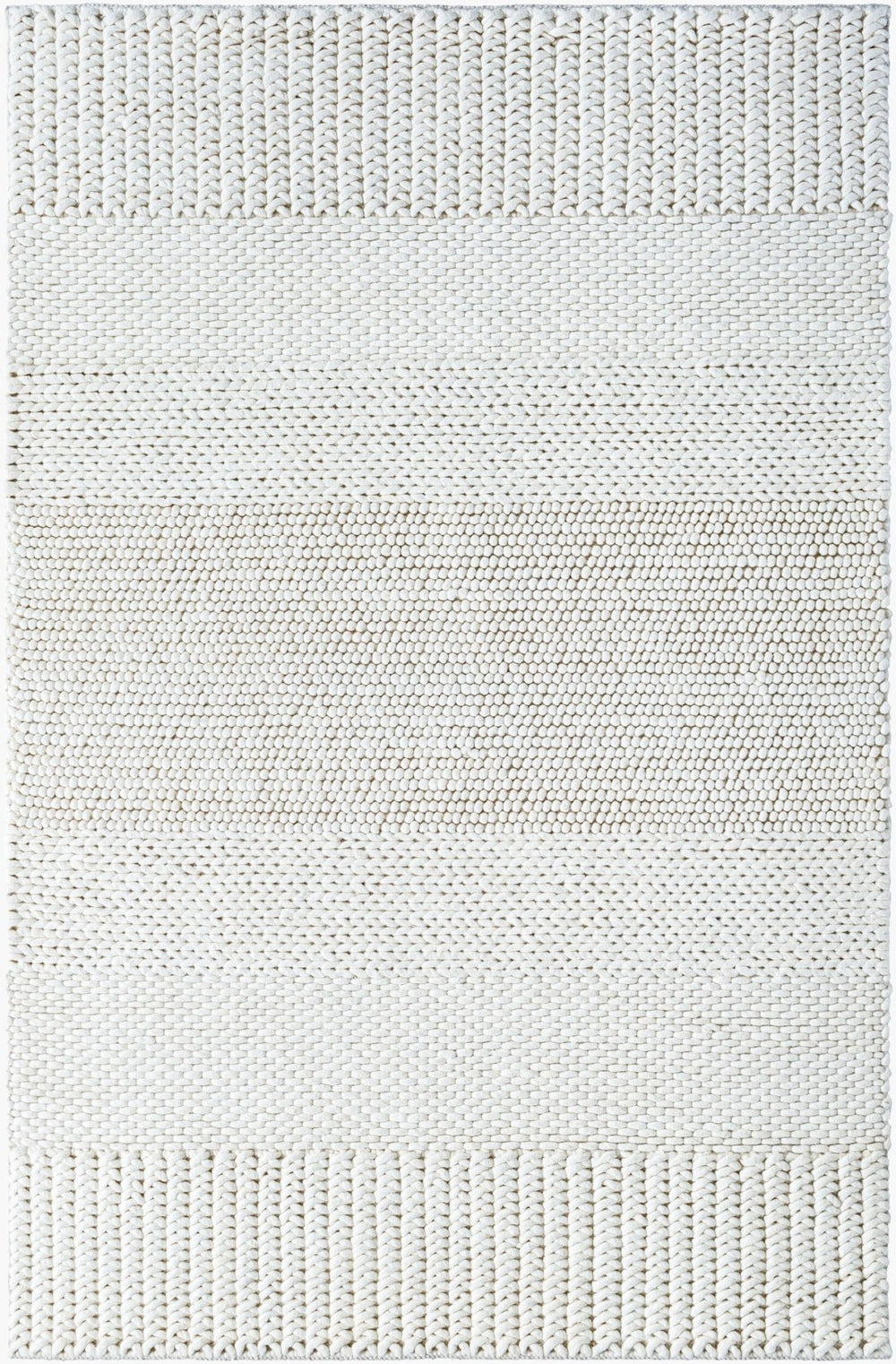 Livabliss Mae Handmade Wool Accent Rug Banded Texture Cream Tonal Weave for Bedroom Hallway Ivory, Sandston 2' x 3' VVMA2300-23