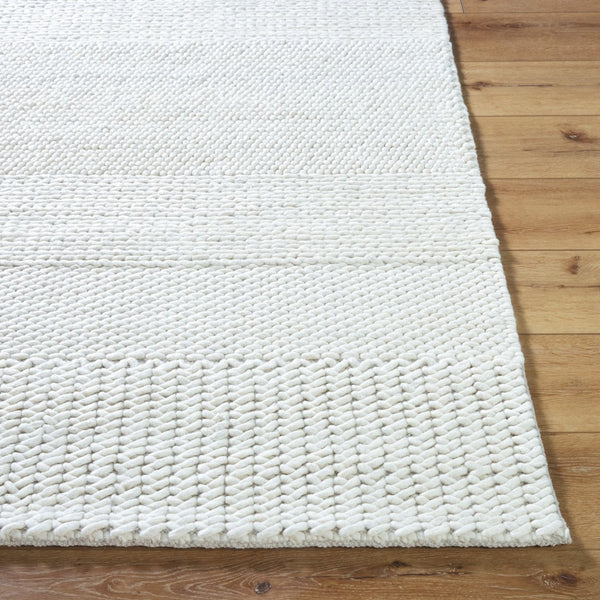 Livabliss Mae Handmade Wool Accent Rug Banded Texture Cream Tonal Weave for Bedroom Hallway Ivory, Sandston 2' x 3' VVMA2300-23