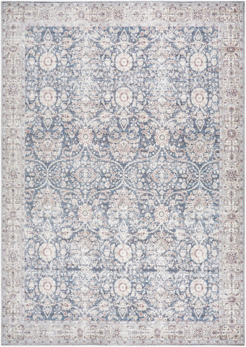 Livabliss Mary Distressed Filigreed Turkish Woven Polyester Rug with Fringe for Entryways Black, Light Be 3'10" x 5'7" VVMR2300-31057
