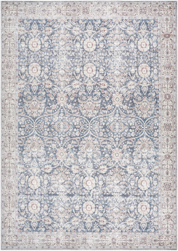 Livabliss Mary Distressed Filigreed Turkish Woven Polyester Rug with Fringe for Entryways Black, Light Be 3'10" x 5'7" VVMR2300-31057