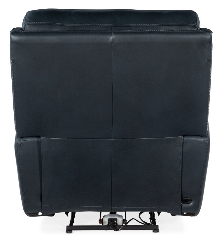 Hooker Furniture Ruthe Zero Gravity Power Recliner With Top-Grain Leather, Usb Port, Pewter Nailhead Trim Elegance Dark Blue SS704-PHZ1-049