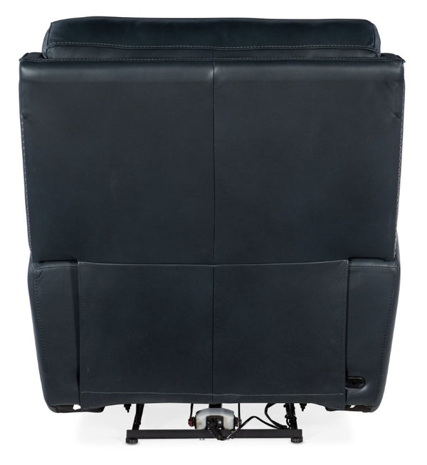 Hooker Furniture Ruthe Zero Gravity Power Recliner With Top-Grain Leather, Usb Port, Pewter Nailhead Trim Elegance Dark Blue SS704-PHZ1-049