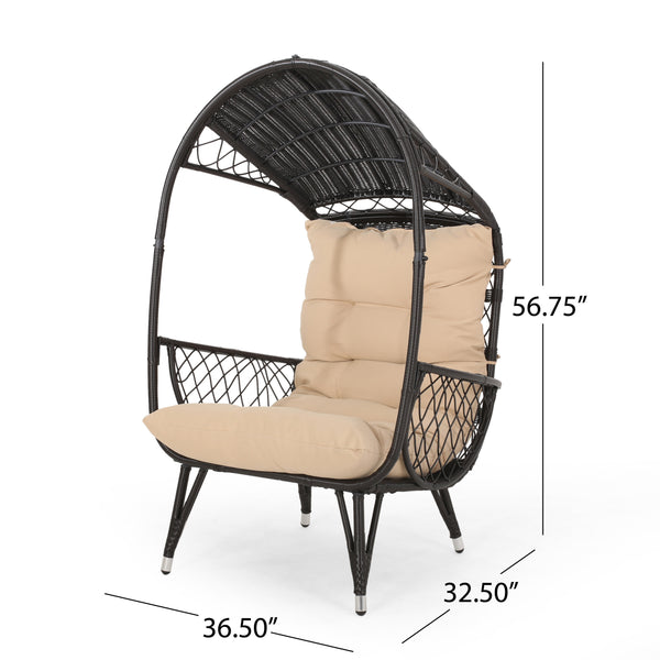 English Elm Christopher Knight Home® - MALIA Wicker Standing Basket Chair with Water-Resistant Cushion, Iron Frame, Handcrafted Outdoor Cozy Retreat Brown 68018.00BTN