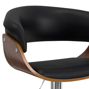 English Elm Sheldon Adjustable Swivel Bar Stool in Black Vegan Leather – Mid-Century Gas Lift, Chrome Base, 35.75-44"H B136P159601