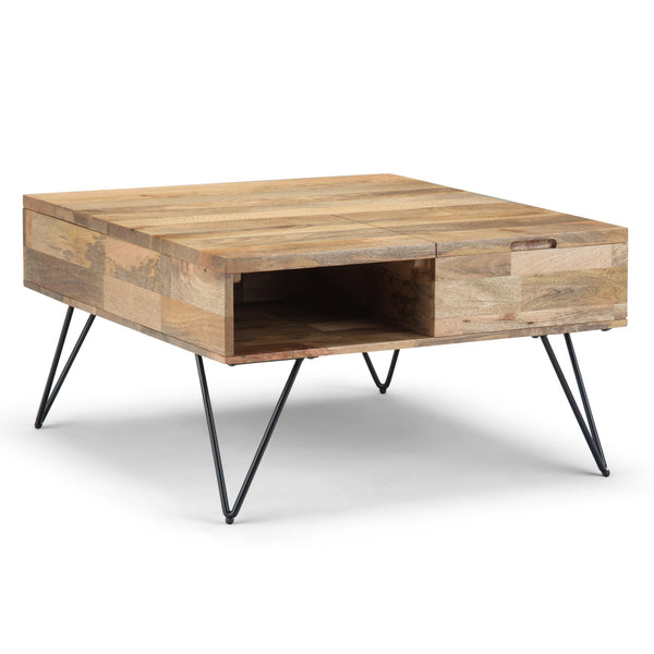 English Elm Hunter Lift Top Coffee Table - Rustic Mango Wood, Industrial Design With Ample Storage Space B136P158733