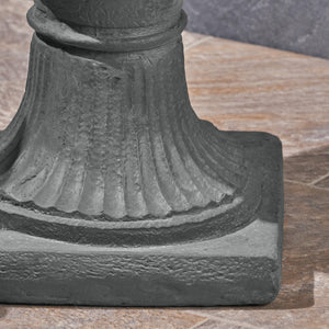 English Elm Mgo Roman Urn Planter Faux Stone Botanical Relief Pedestal Base Outdoor Patio 63402.00GRY
