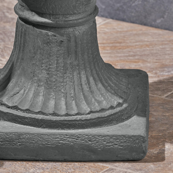 English Elm Mgo Roman Urn Planter Faux Stone Botanical Relief Pedestal Base Outdoor Patio 63402.00GRY