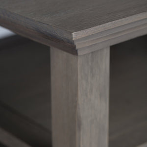 English Elm Acadian Farmhouse Grey End Table - Handcrafted Solid Wood With Open Shelves For Stylish Storage B136P159689