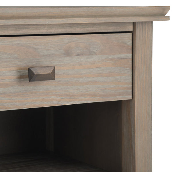 English Elm Artisan Distressed Grey Bedside Table - Handcrafted Elegance With Ample Storage For Any Room B136P158107