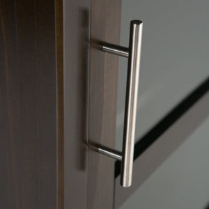 English Elm Avalon Handcrafted High Storage Wine Rack Cabinet with 12-Bottle Rack, Tempered Glass Door, Solid Wood Finish Dark Brown B136P158444