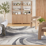 Nourison Astra Machine Washable ASW15 Machine Made Power-loomed Borderless Design Indoor Only Modern  Rug Ivory Grey, Ivory Grey 100% Polyester 99446977939