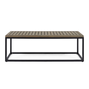 English Elm Christopher Knight Home® - JECO Industrial Wood and Metal Bench with Acacia Wood Seat and Black Iron Frame, Handcrafted Durable Finish Grey 62622.00WTCGRYBLK