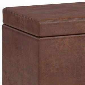 English Elm Avalon Extra Large Storage Ottoman Bench - Stylish Distressed Saddle Brown Faux Leather Design B136P158656