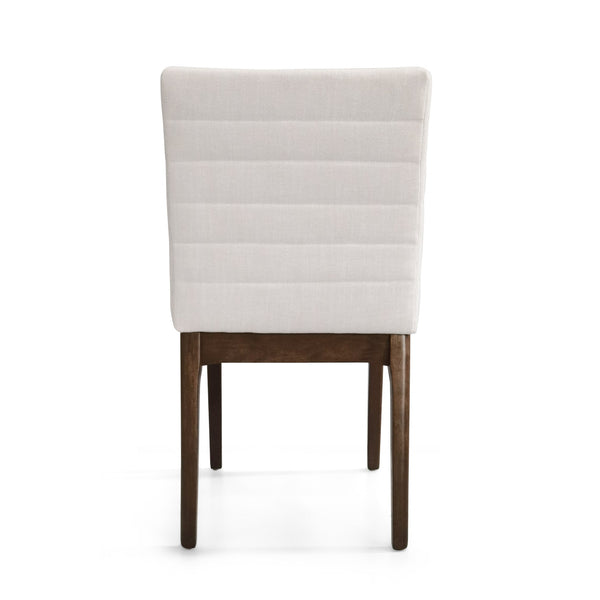 English Elm Upholstered Parsons Dining Chairs Set of 2 Channel Stitch Mid-century Walnut Frame 73471.00LBGE