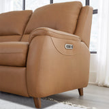 Parker House Austin - Caramel Cream Power Reclining Sofa And 2 Recliners Brown Top Grain Leather With Match (X) Maus-311ph-cmcr