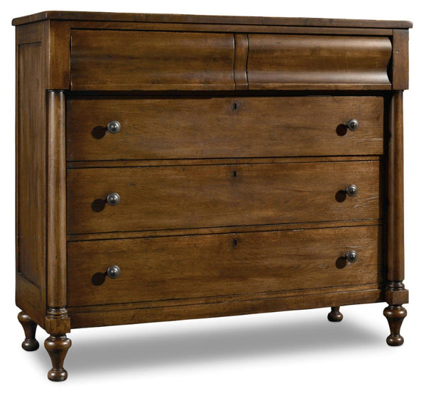 Hooker Furniture Archivist Pecky Pecan Bureau With Cedar-Lined Drawer, Jewelry Tray, Av Cable Management & Rustic Charm 5447-90011