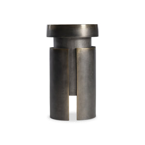 Bernhardt Avi Blackened Brass Accent Table with Cast-Aluminum Core — Industrial-Modern Sculptural Side Piece 347423