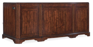 Hooker Furniture Charleston Executive Desk With Leather Writing Surface, Cherry Veneers, Walnut/Maple Inlay, 7-Drawer Storage 6750-10563-85