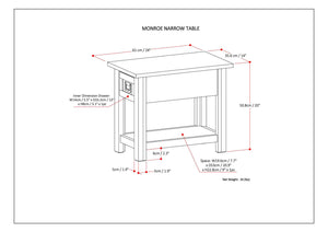 English Elm Monroe Narrow Side Table - Rustic Distressed Charcoal Finish With Storage Drawer And Shelf B136P158956