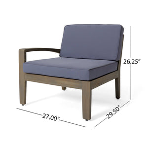 English Elm Grenada Acacia Hardwood Outdoor Sectional with Water Resistant Cushions Patio Set 63702.00GDGRY