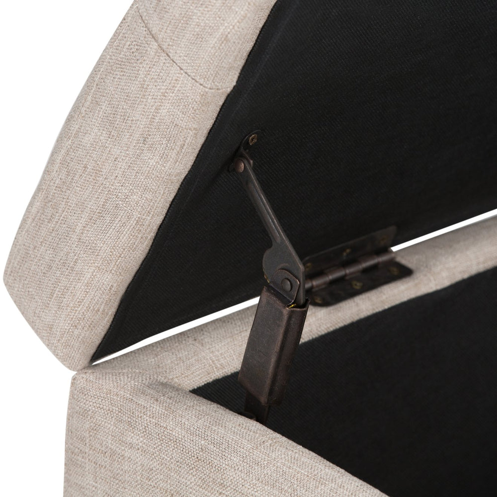 English Elm Castleford Upholstered Storage Ottoman Bench with Tufted Lid & Child-Safe Hinge, Natural Linen Finish B136P159921