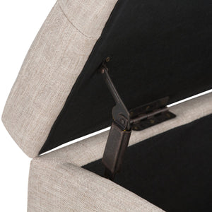 English Elm Castleford Upholstered Storage Ottoman Bench with Tufted Lid & Child-Safe Hinge, Natural Linen Finish B136P159921