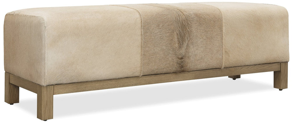 Hooker Furniture Melange Hair-On-Hide Bench With Light Oak Base — Transitional Beige Seat, Durable Everyday Accent 628-50751-80