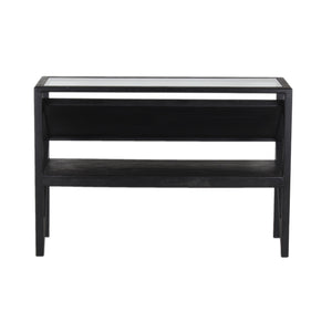 Porter Designs Porter Canberra Console Table - Solid Black Mango Wood With Glass Top, Stylish Modern Design Black Wood 05-108-10-9487