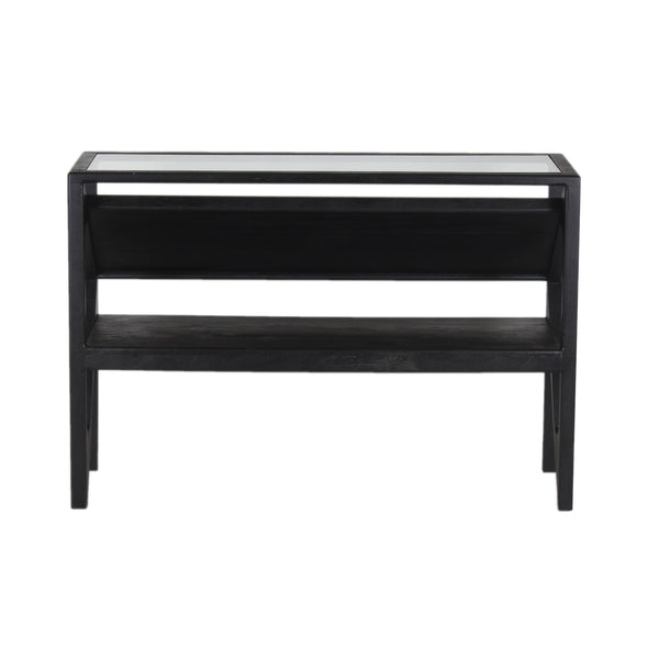 Porter Designs Porter Canberra Console Table - Solid Black Mango Wood With Glass Top, Stylish Modern Design Black Wood 05-108-10-9487