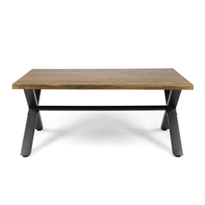 English Elm Christopher Knight Home® - Outdoor Acacia Wood Coffee Table with Teak Finish & Rustic Metal Frame, Handcrafted Patio Accent Table 62347.00