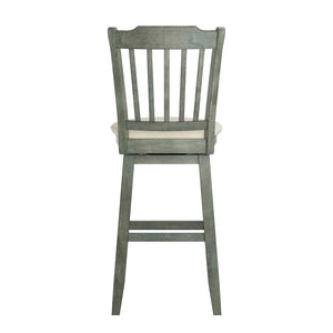 Homelegance By Top-Line Juliette Slat Back Bar Height Wood Swivel Bar Stool Green Rubberwood