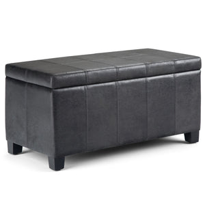 English Elm Dover - Contemporary Storage Ottoman Bench In Distressed Black Faux Leather With Hidden Storage B136P159037