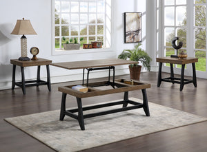 English Elm Steve Silver - Ralston Caramel & Ebony 3-Piece Occasional Table Set — Hardwood Solids, Plank Top, Distressed Heirloom Finish B081S00428