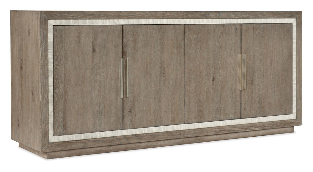 Hooker Furniture Serenity Coastal Tulum Media Cabinet — Malibu Gray Oak Veneer, Soft-Close Doors, Tv Storage 75" 6350-55478-95
