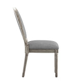 Homelegance By Top-Line Mayer Round Linen and Wood Dining Chairs (Set of 2) Grey Rubberwood